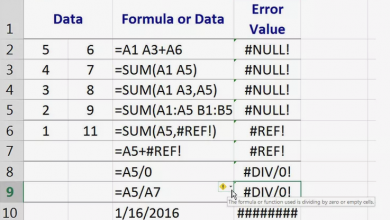 Lỗi trong Excel #NULL !, #REF !, # DIV / 0 !, và #####